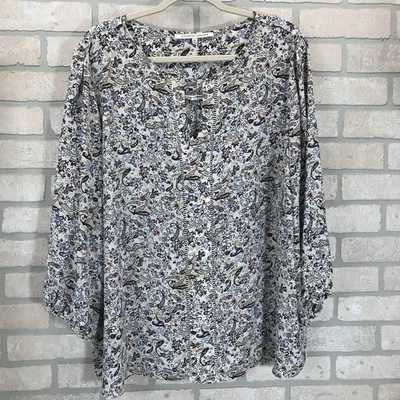 Blusa Collective Concepts para mujer 3X cachemira cuello cerradura manga globo 3/4 Foto 1 de 4