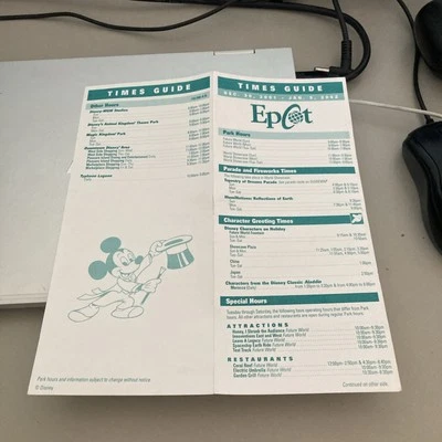 Epcot souvenir - timetable 30th Dec 2001 - 5th January 2002 Band and ride times  - Image 1 of 3