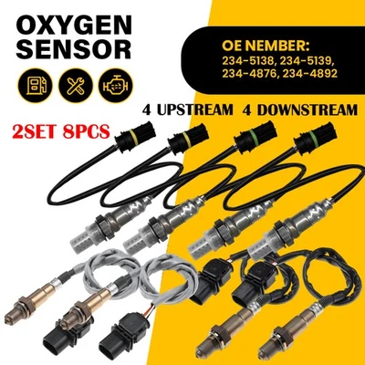 8X Up&Downstream Oxygen Sensor For BMW E82 E83 E90 E91 128i 328i 528i X3 X5 Z4 R - Image 1 of 4