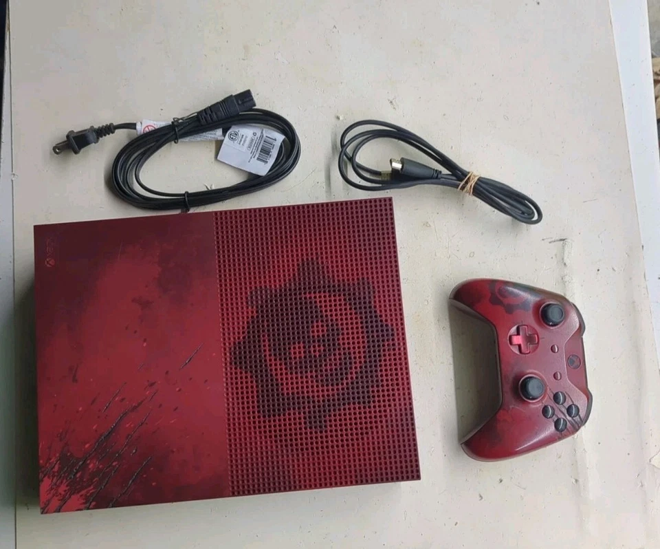 Xbox One S Gears of War 4 Limited Edition crimson red console - Image 1 of 4