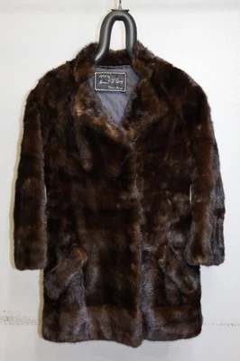 Visón real vintage Oleg Cassini marrón lujo longitud media mediano Foto 1 de 4