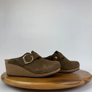 Womens Papillio Birkenstock Brown Fanny Ring Buckle Suede Wedge Shoes Size 38 - Picture 1 of 8