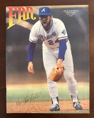 1986 Atlanta Braves vs Reds Scorebook - Unscored Ken Oberkfell, Sutter, Garber - Image 1 of 4