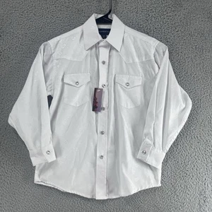 Panhandle Slim Western Pearl Snap Shirt Youth Boys S/6 Guitar Pattern White I4 - Picture 1 of 6