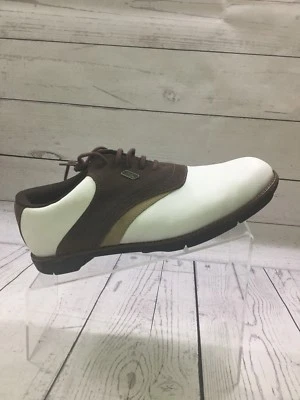 Zapatos de golf Reebok de cuero blanco y marrón sin clavos talla 8,5 Foto 1 de 4