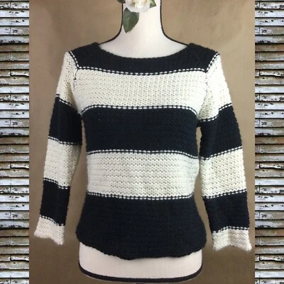 SANCTUARY Striped Chunky Pullover Sweater Wool Blend 3/4 Sleeve Women’s Size XS - Image 1 of 4