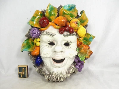 Beautiful Prof. Eugenio Pattarino Bacchus pottery wall mask Florence Italy 30 cm - Image 1 of 4