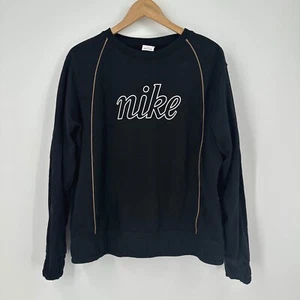 Nike Sportswear Icon Clash Women's French Terry Top Black Size L Spell Out - Picture 1 of 9