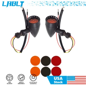 LABLT Black Motorcycle LED Turn Signal Red Light Indicator For Chopper - Picture 1 of 7