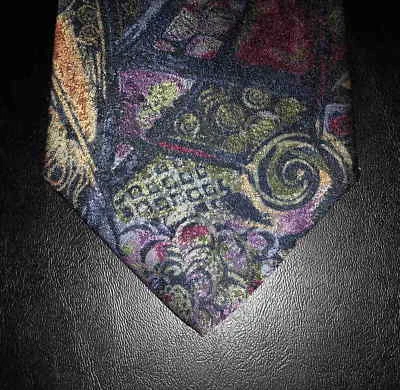 Corbata Bellagio azul púrpura rojo tostado diseño abstracto nueva en caja t4121 Foto 1 de 4