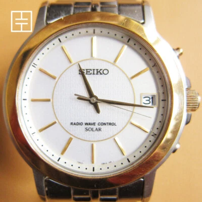 SEIKO 7B42-0AS0 Solar Radio Wave Control Stainless Steel Men's Watch - Image 1 of 4