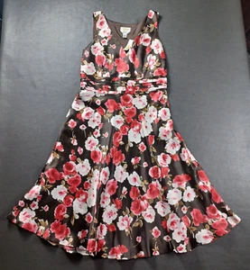 Abito Talbots donna 12 rosa floreale scollo a V pura seta tè vintage nuovo - Foto 1 di 10
