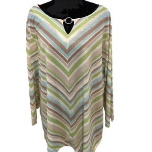 Allison Daley Women Shirt Women’s 2X V Neck Multi Color Stripes $59 - Picture 1 of 14