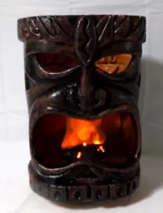 Seasonal Visions Halloween Flaming Tiki Head Torch Bar Display Light - Picture 1 of 8
