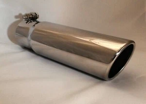 FORD POWERSTROKE 3" INLET 3.5" OUTLET 12" POLISHED STAINLESS DIESEL EXHAUST TIP - Bild 1 von 3