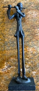 Gusseisen Flötenspieler 10,75" Flötist Figur Musiker Metall - Bild 1 von 10