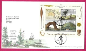 Royal Mail 2018 FDC - CAPTAIN COOK & THE ENDEAVOUR VOYAGE M/sheet Shs PLYMOUTH - Picture 1 of 2