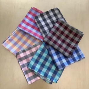 7colors Plaids Checkers Handkerchief Pocket Square 10" Pink Blue Red Lilac Black - Picture 1 of 1