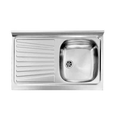 Lavello Cucina 1 Vasca ad Appoggio Gocciolatoio Sx 80 cm Inox CP_17612 AZUR LINE