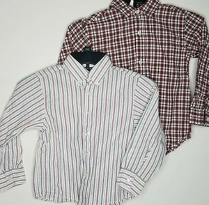 Lot 2 Nautica Arrow Boys L/S Button Up Shirts Size 6 Plaid Stripe Red White Gray - Picture 1 of 11