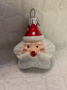 Small Santa Star Glass Figural Christmas Ornament 2.25” C1 - Picture 1 of 5