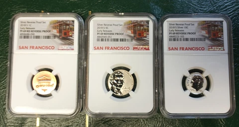 3 Coin Lot - 1, 5, & 10c Reverse Proof 2018 Early Releases NGC PF 69 Reverse Pro Cover