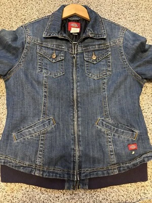 VTG 90s Dickies Womens Med Insulated Faded Full Zip Denim Jean Trucker Jacket - Image 1 of 4