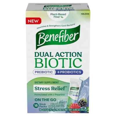 Benefiber Doble Acción Biotic Plus Alivio del Estrés Baya Mixta, 18 Ct Exp. 12/2025 Foto 1 de 4