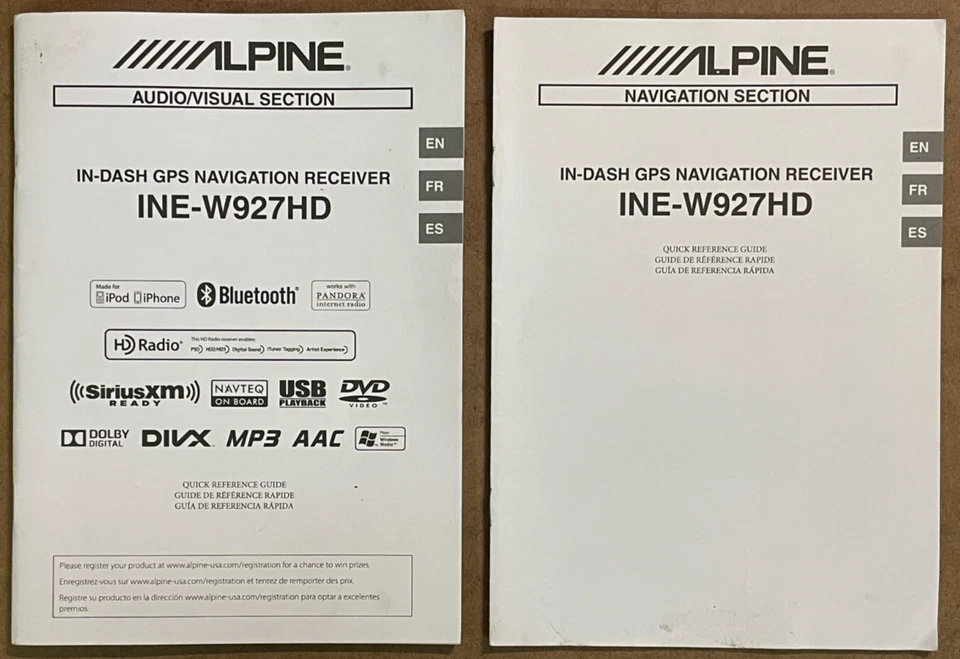 Alpine INE-W927HD GPS Navigation Receiver Radio DVD Quick Reference Guides - Image 1 of 3
