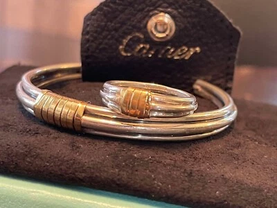 SUPER VINTAGE CARTIER Brazalete Brazalete Brazalete y Anillo 18K / 925 Vintage Juego a Juego Foto 1 de 4