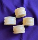 Vintage Set of 4 Marbled Polished Stone Cream Swirl Retro Napkin Rings Alabaster
