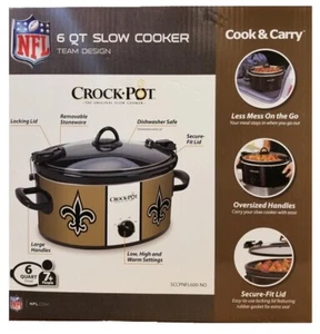 NFL New Orleans Saints 6 Quart Cook & Carry Slow Cooker Crock Pot Tested - Picture 1 of 1