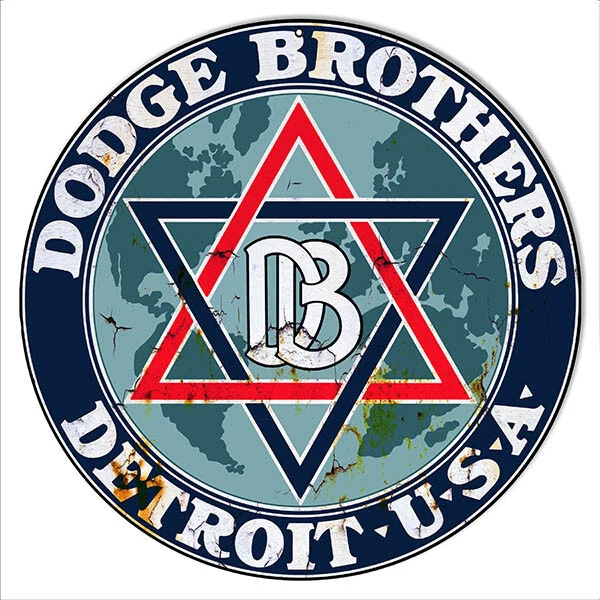DODGE BROTHERS DETROIT 14" ROUND HEAVY DUTY USA MADE METAL AUTO ADVERTISING SIGN - Image 1 of 1