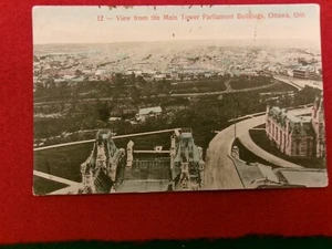 Ottawa Ontario Postkarte Luftbild Stadtansicht Parlamentsgebäude Main Tower #2836 - Bild 1 von 2