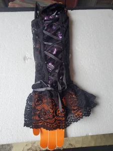 Claire's Halloween schwarz & lila Spitze fingerlose Handschuhe Neu mit Etikett - Bild 1 von 3