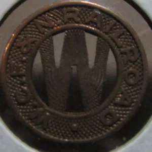 W.C.F.&N 1948 Token de autobús de tránsito Railroad Waterloo, IA - Iowa - Imagen 1 de 2