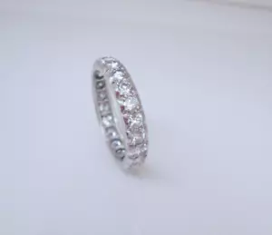 1970s 18ct White Gold 1.70ct Brilliant Full Diamond Eternity Wedding Band Ring - Picture 1 of 9