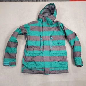 Burton Jacket Womens Medium Green Dry Ride The White Collection Snowboard Coat - Picture 1 of 13
