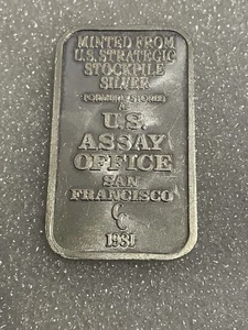 Vintage 1981 Assay Office 1 Oz .999 Silber Silberbarren aus strategischem Lagerbestand - Bild 1 von 6