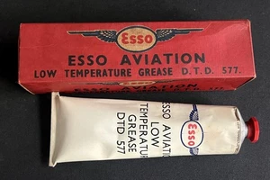 ESSO AVIATION VINTAGE AERO LOW TEMPERTURE GREASE DTD 577 TUBE GARAGE DISPLAY BOX - Picture 1 of 5