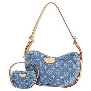 discount! Louis Vuitton Shoulder Bag Croissant Remix Monogram Denim Leather 2Way - Imagen 1 de 12