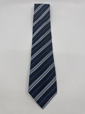 Blue, Black And Silver Striped Geoffrey Beene Men's Neck Tie W/ Tags - Image 1 of 4