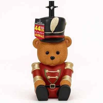 Base Albero Orsetto Schiaccianoci Natalizio Supporto di Natale con LED 24x44 cm - Immagine 1 di 4