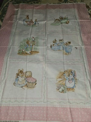 VTG Peter Rabbit Beatrix Potter Fabric Springs Industries Cotton Panel 35" X 44" - Image 1 of 4