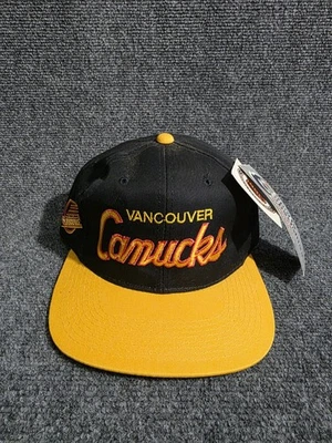 Sombrero Vancouver Canucks vintage años 90 SnapBack deportes especialidades línea única guión Foto 1 de 4