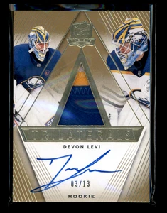 2023-24 Upper Deck The Cup TL-DL Devon Levi Trilaterals Patch Auto RC 3/13 - Picture 1 of 2