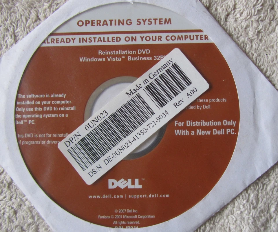 Dell Reinstallation CD Windows Vista Business 32-bit - Image 1 of 1