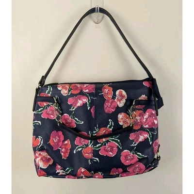 Liz Claiborne 海军蓝和粉红色花卉钱包 14x12 — 第 1/4 张图片