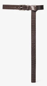 Michael Kors collection Belt Womens M Brown Croc Embossed Leather Woven - Picture 1 of 10
