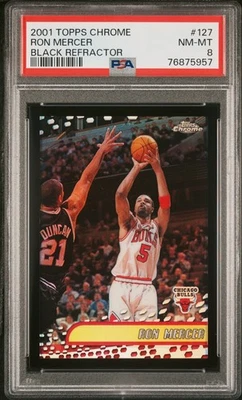 2001-02 Topps Chrome Black Refractor #127 Ron Mercer /50 PSA 8 Chicago Bulls - Image 1 of 2